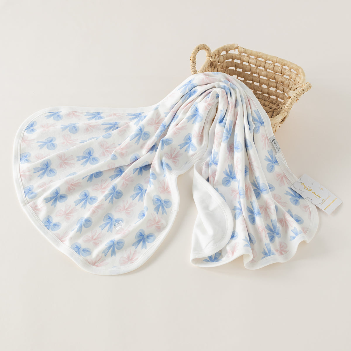 Babydecke rosa blaue Schleife