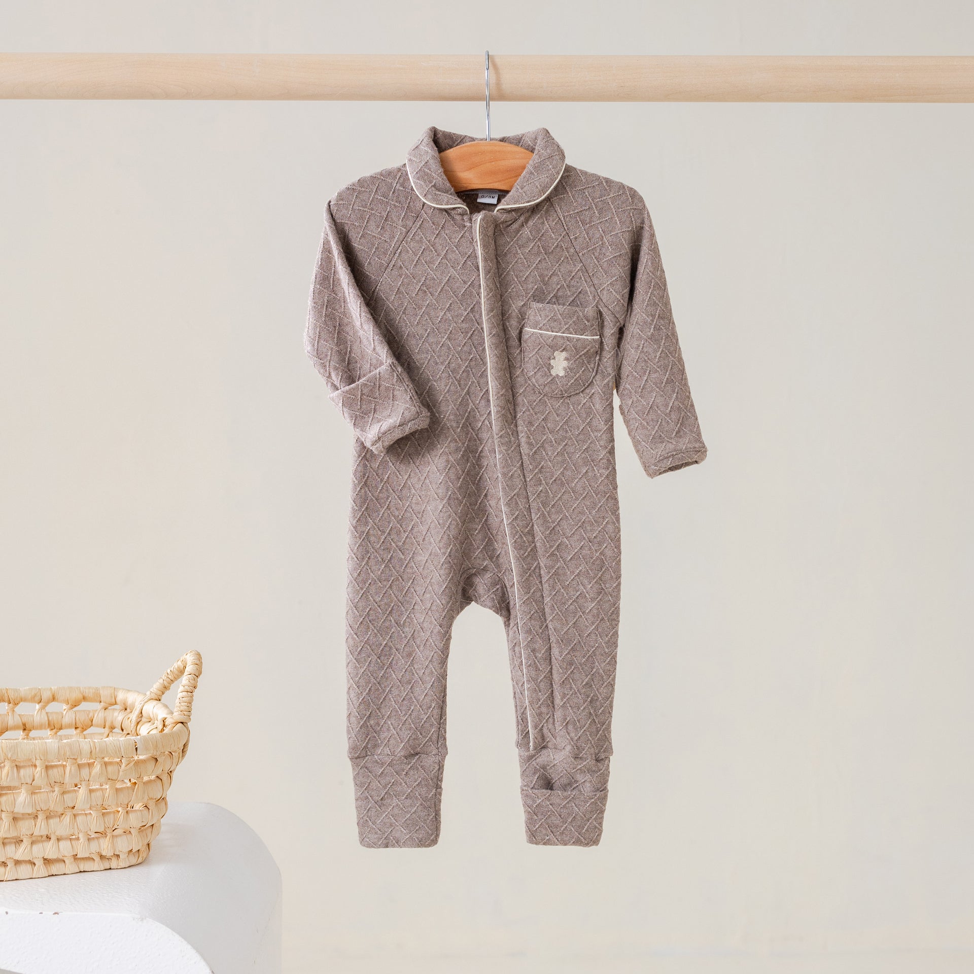 Babypakje rits taupe teddy