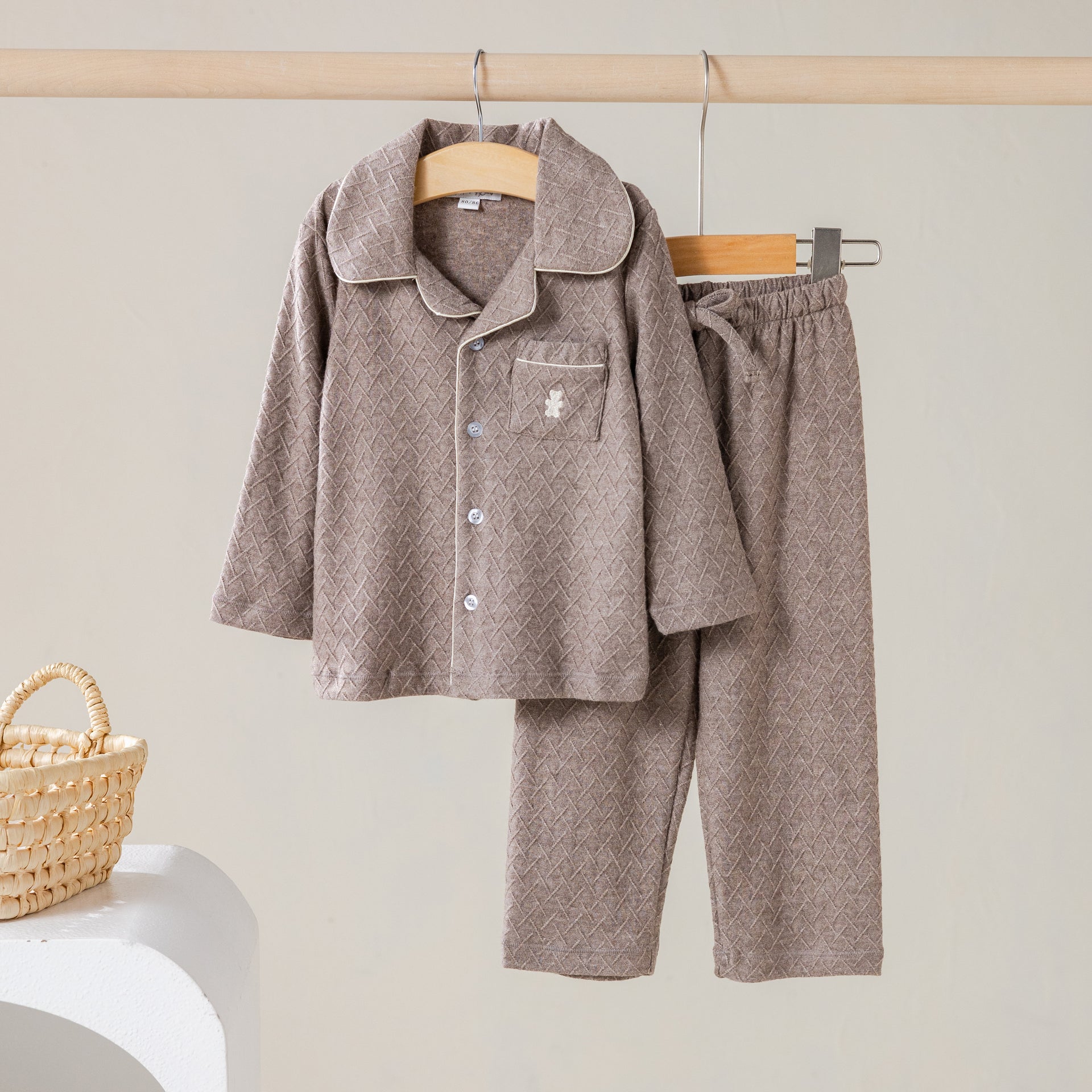 Kinder pyjama teddy taupe