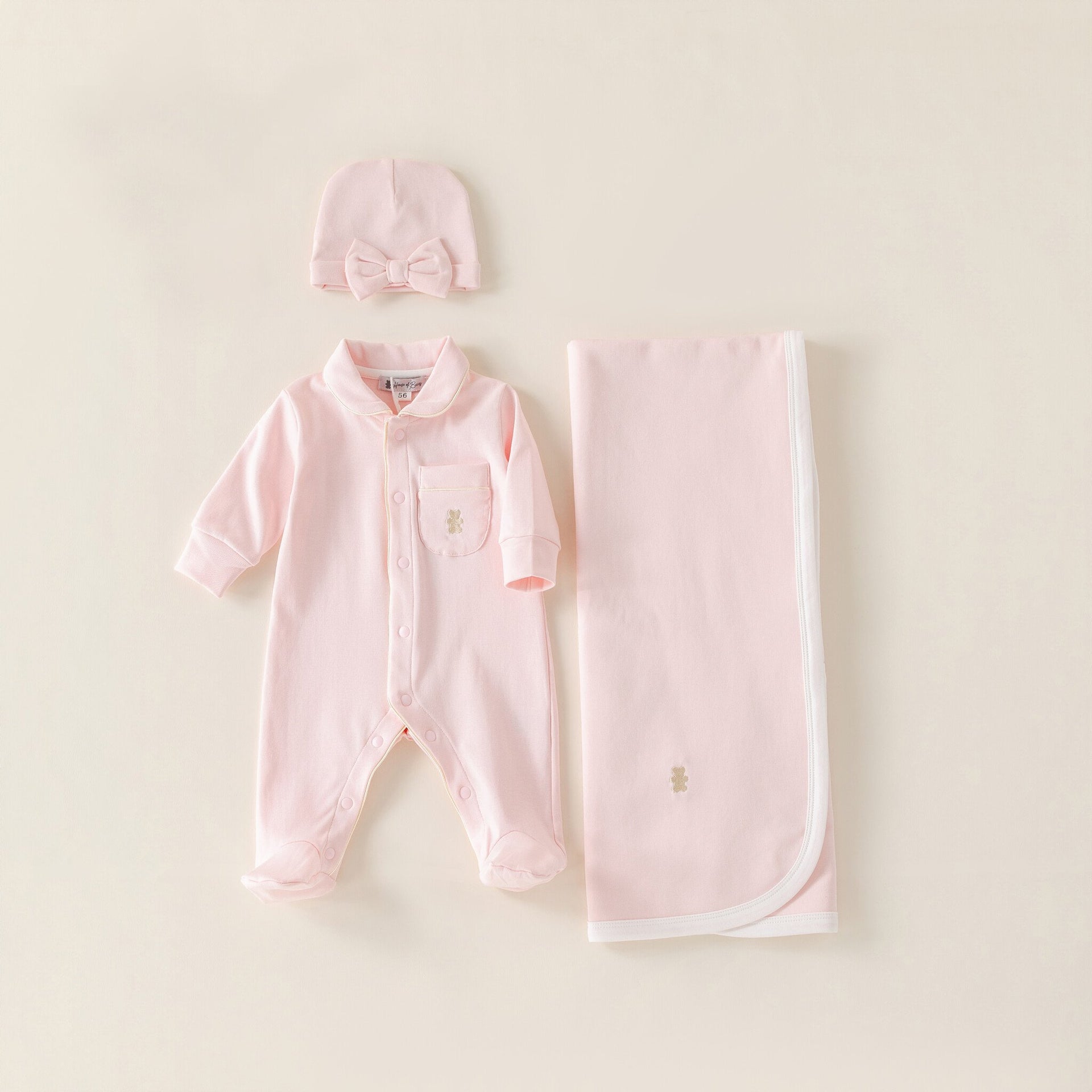 Baby gift set summer pink bow beanie