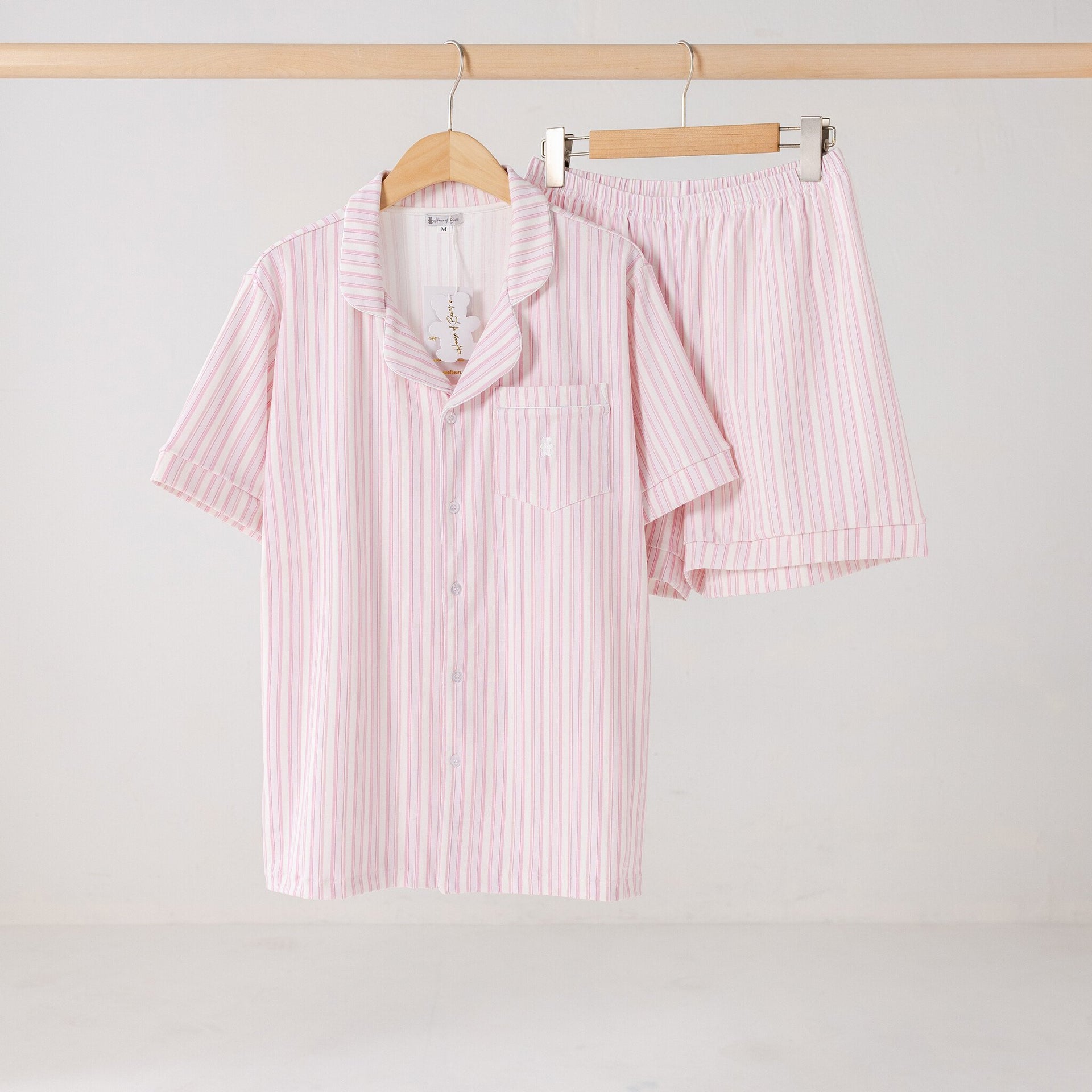 Women's Pink Stripe Short Summer Pyjamas