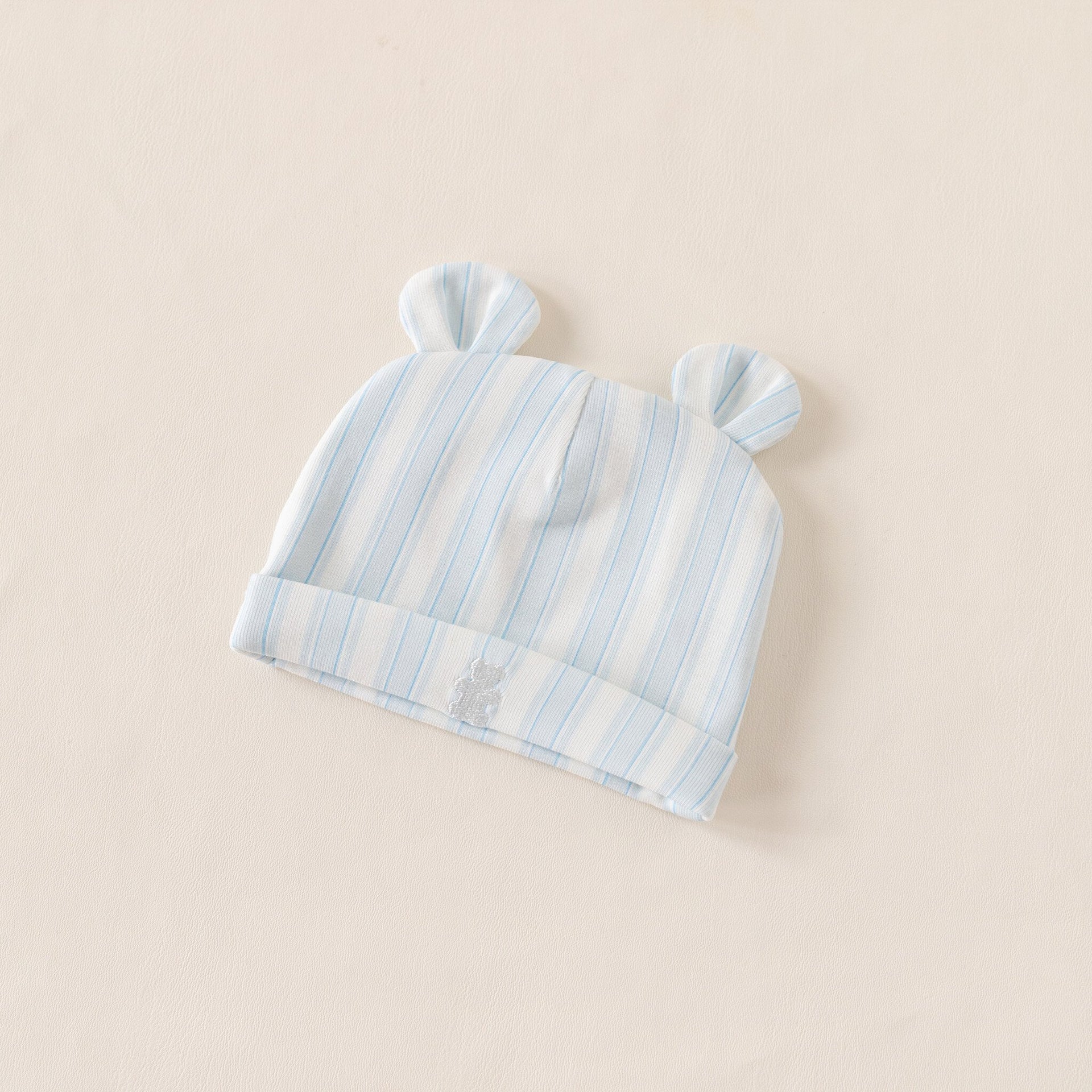 Baby hat blue stripe summer bear