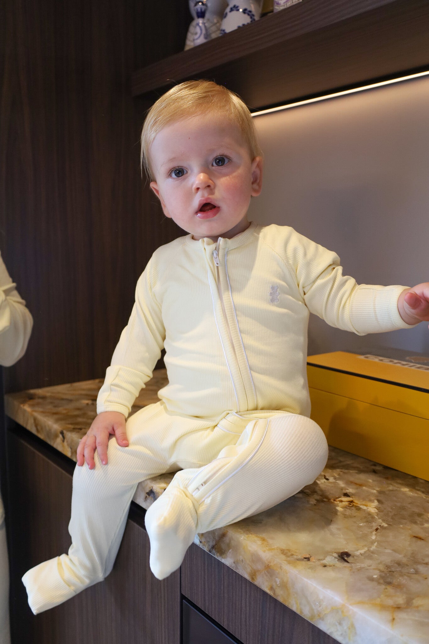 Baby romper zipper butter yellow