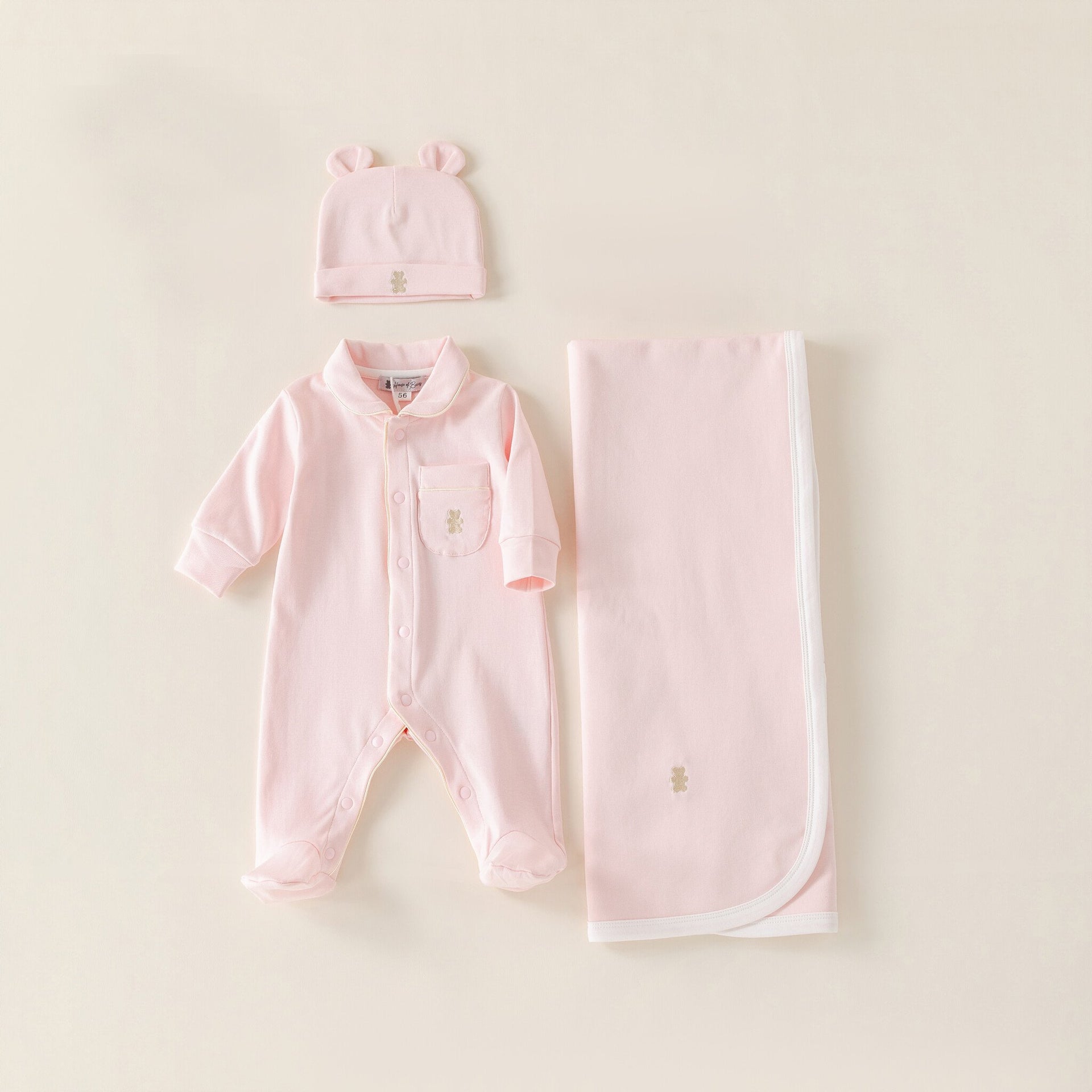 Baby gift set summer pink bear hat
