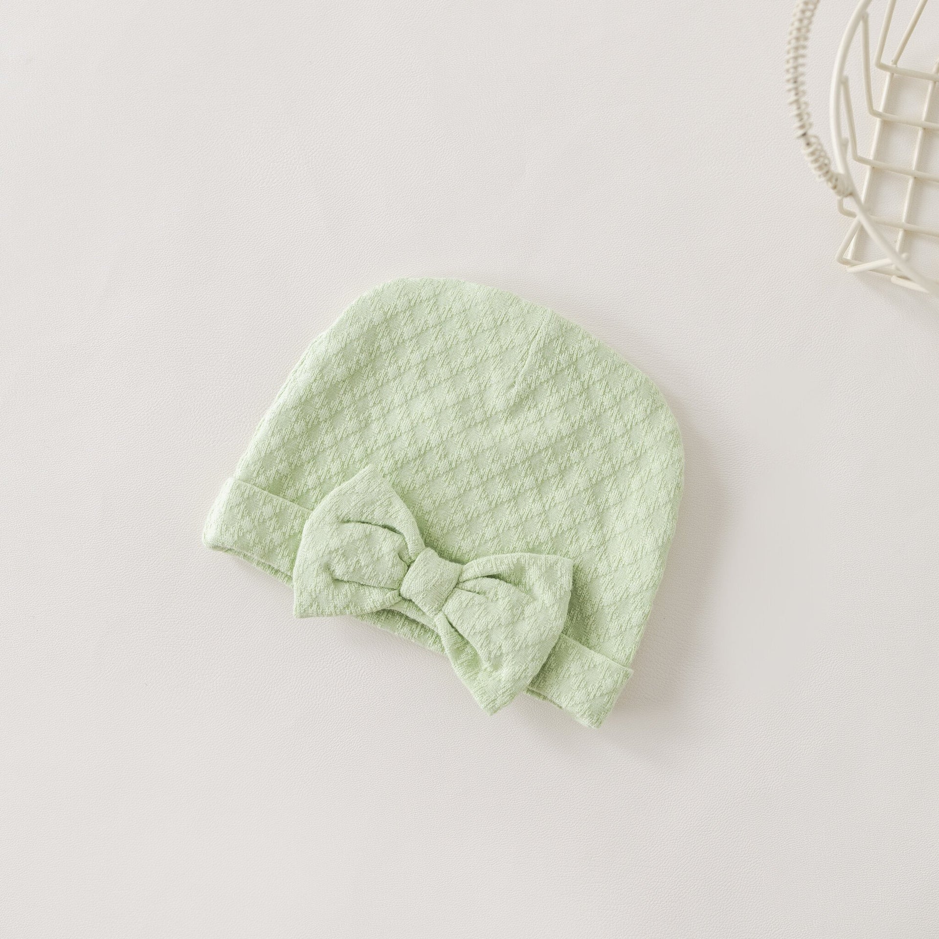 Baby hat summer pistachio bow