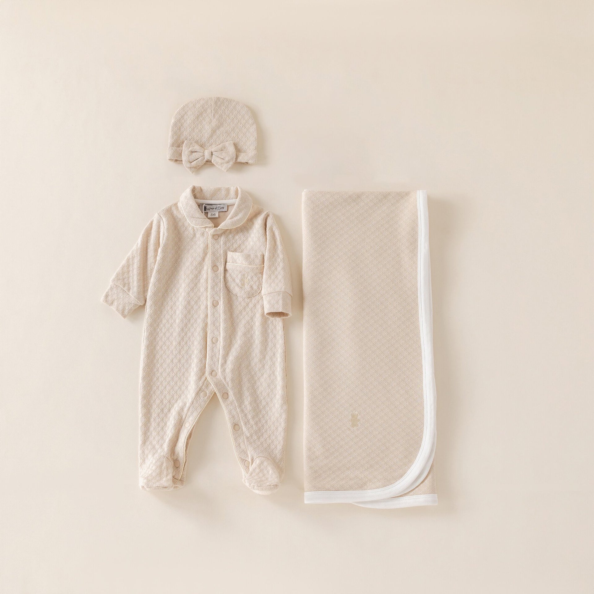 Baby gift set summer beige bow hat