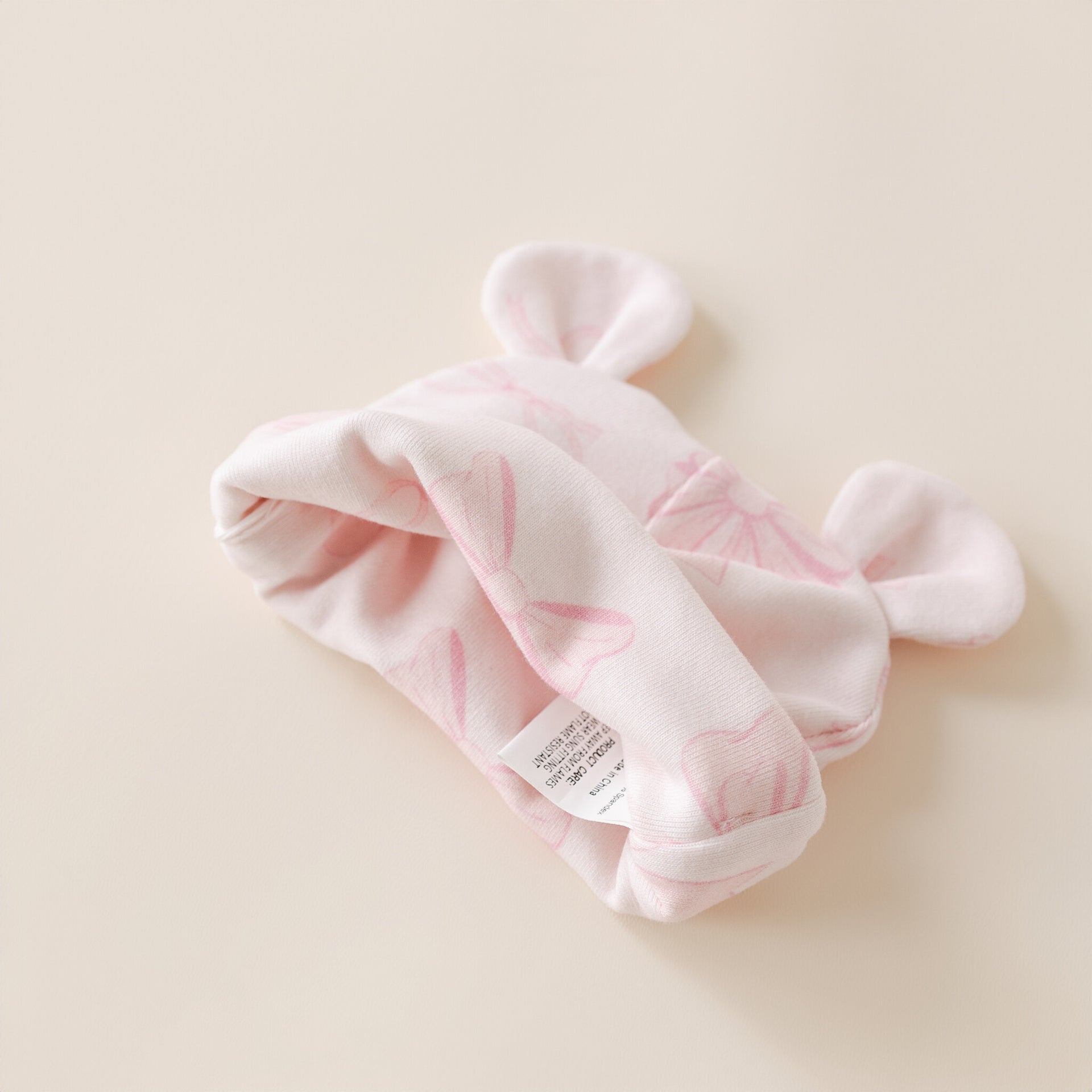 Baby hat pink bow bear