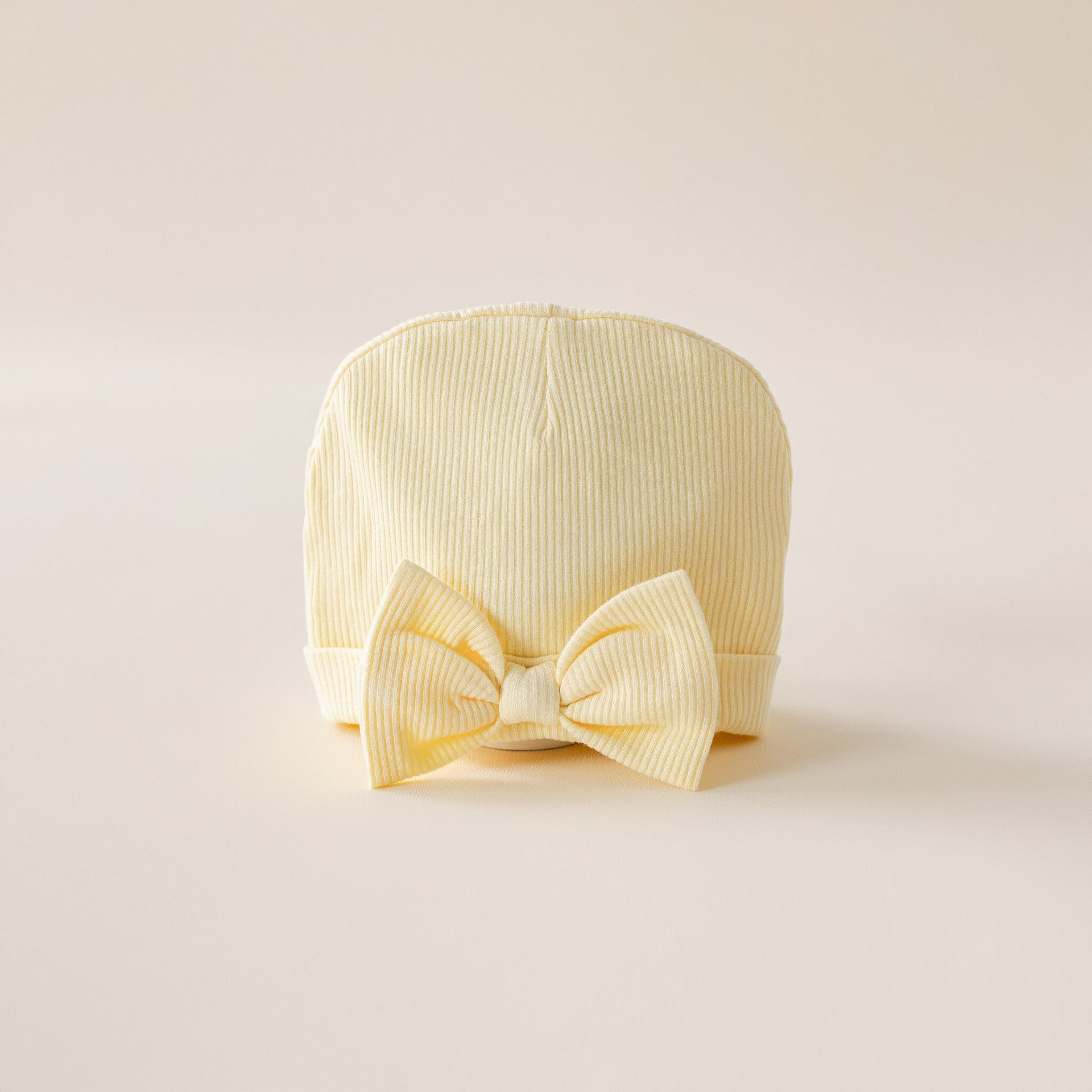 Baby hat butter yellow bow
