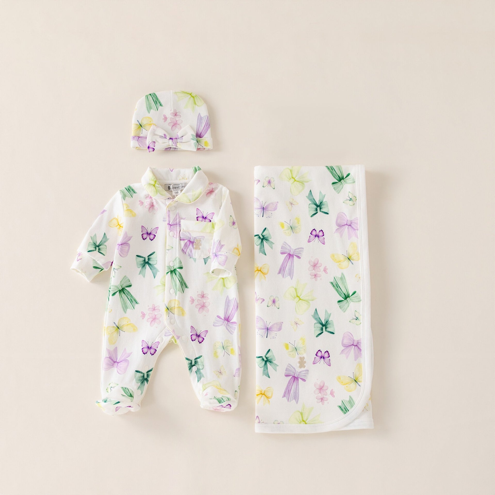 Baby cadeau set zomer vlinder strik muts