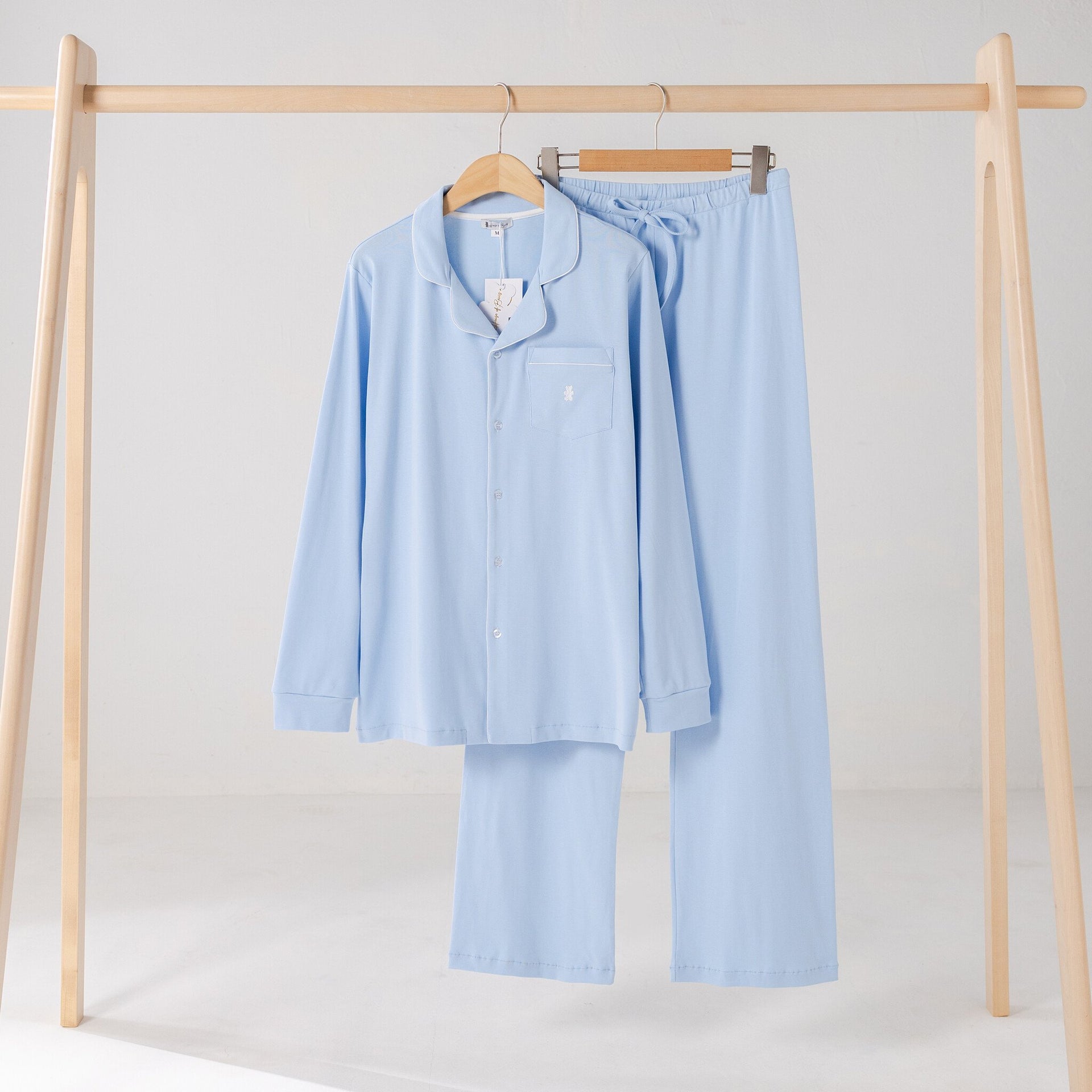 Women's long blue summer pyjamas