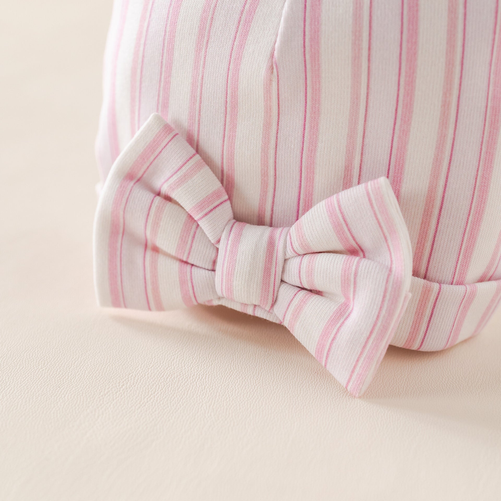 Baby hat pink stripe summer bow