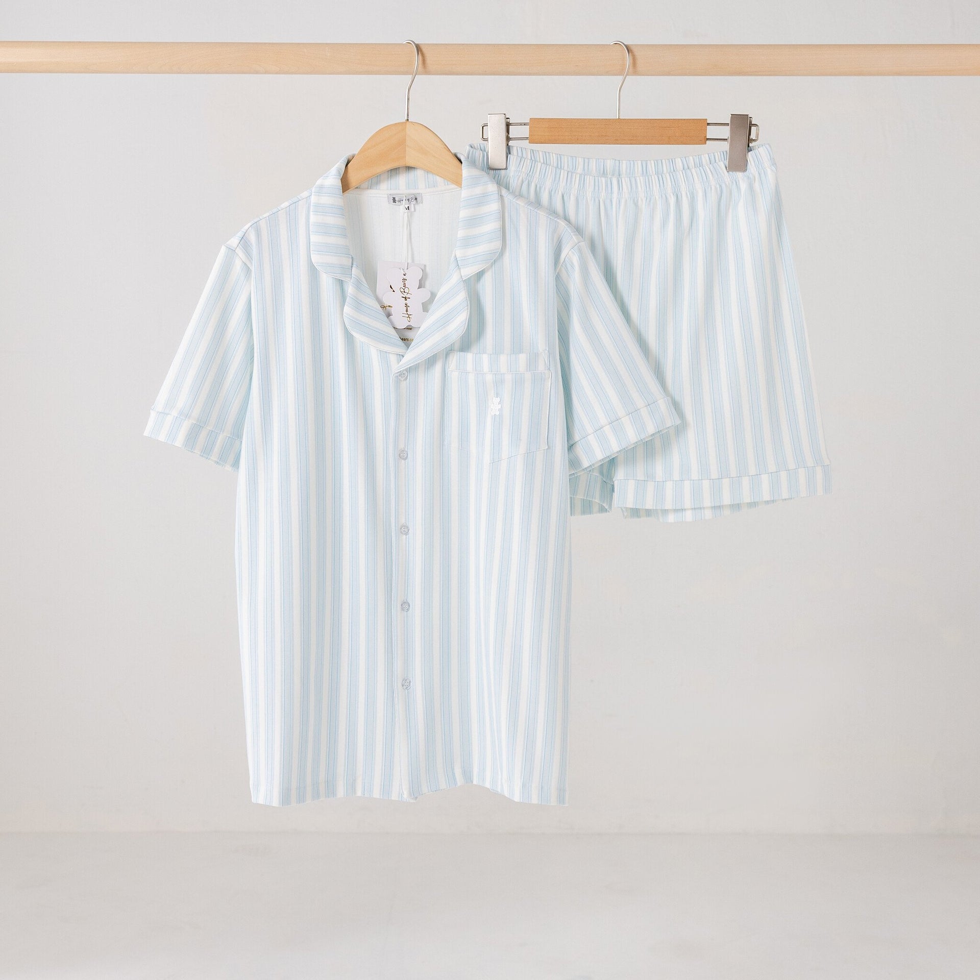 Women's short summer pyjamas blue stripe