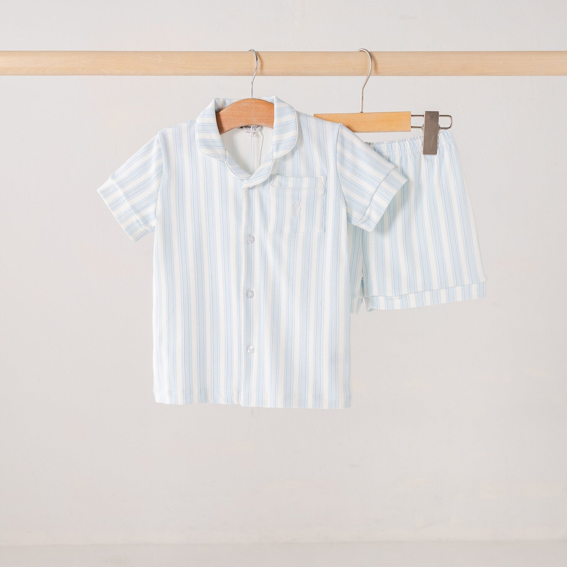 Kids' blue stripe short summer pyjamas