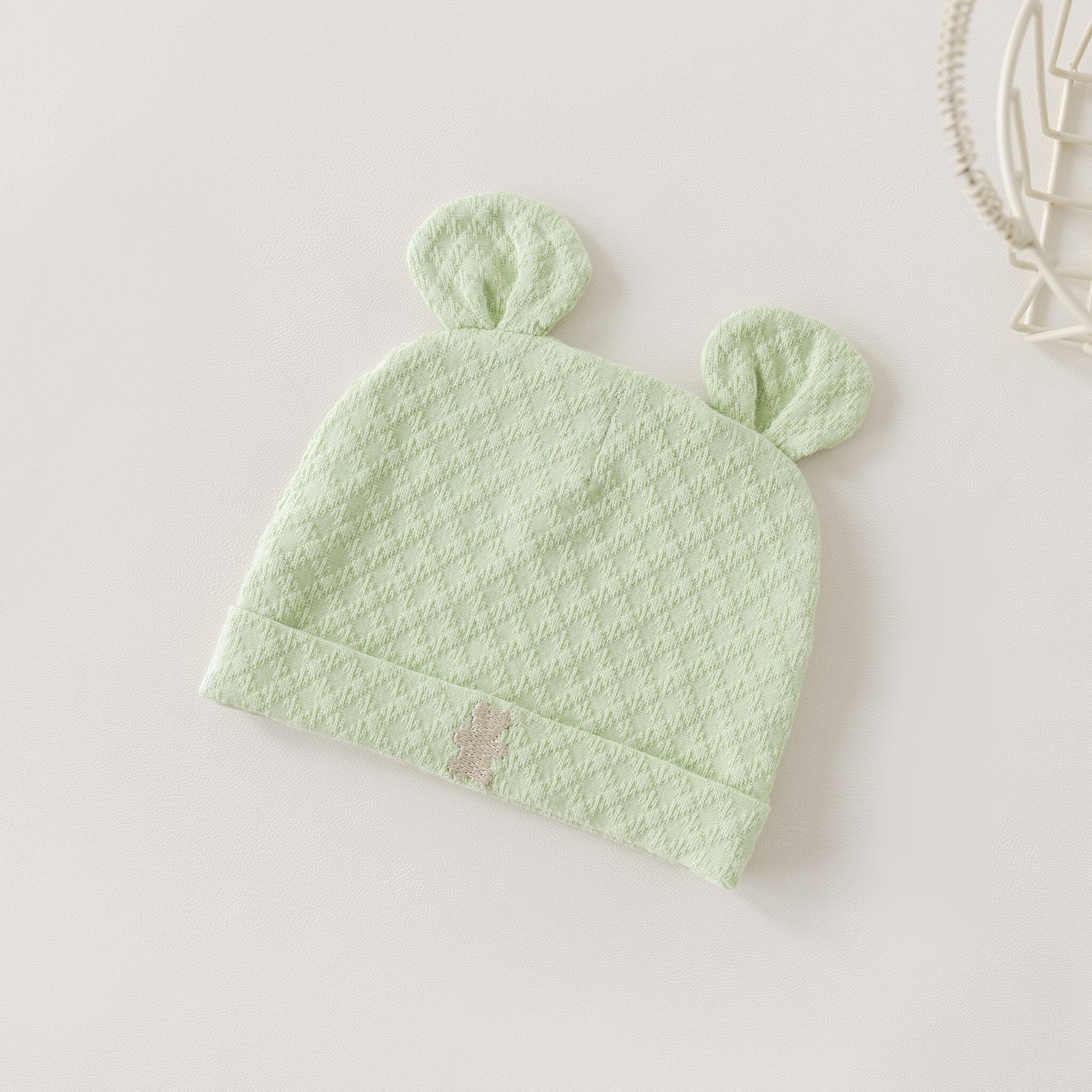 Baby hat summer pistachio bear
