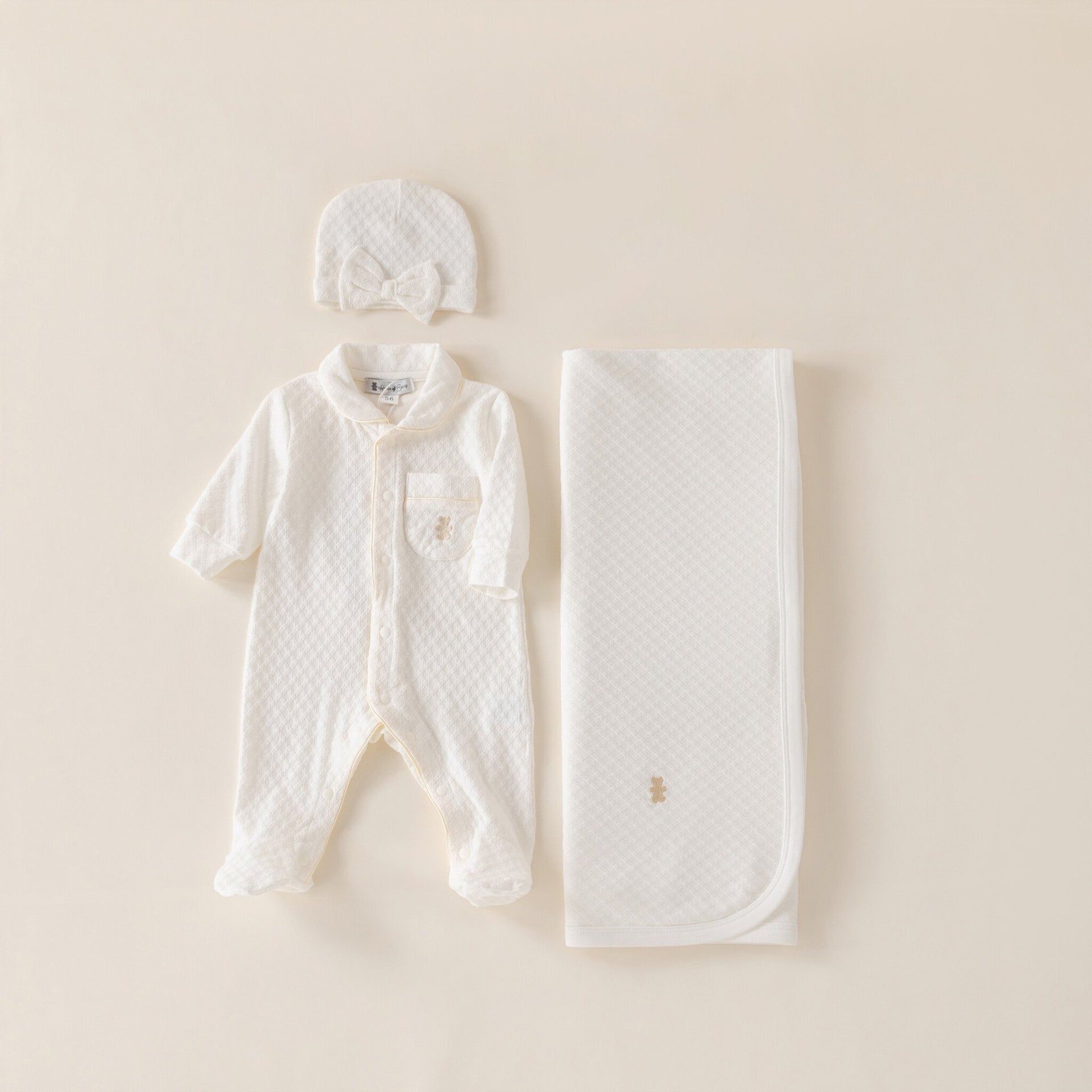 Baby gift set summer white bow hat